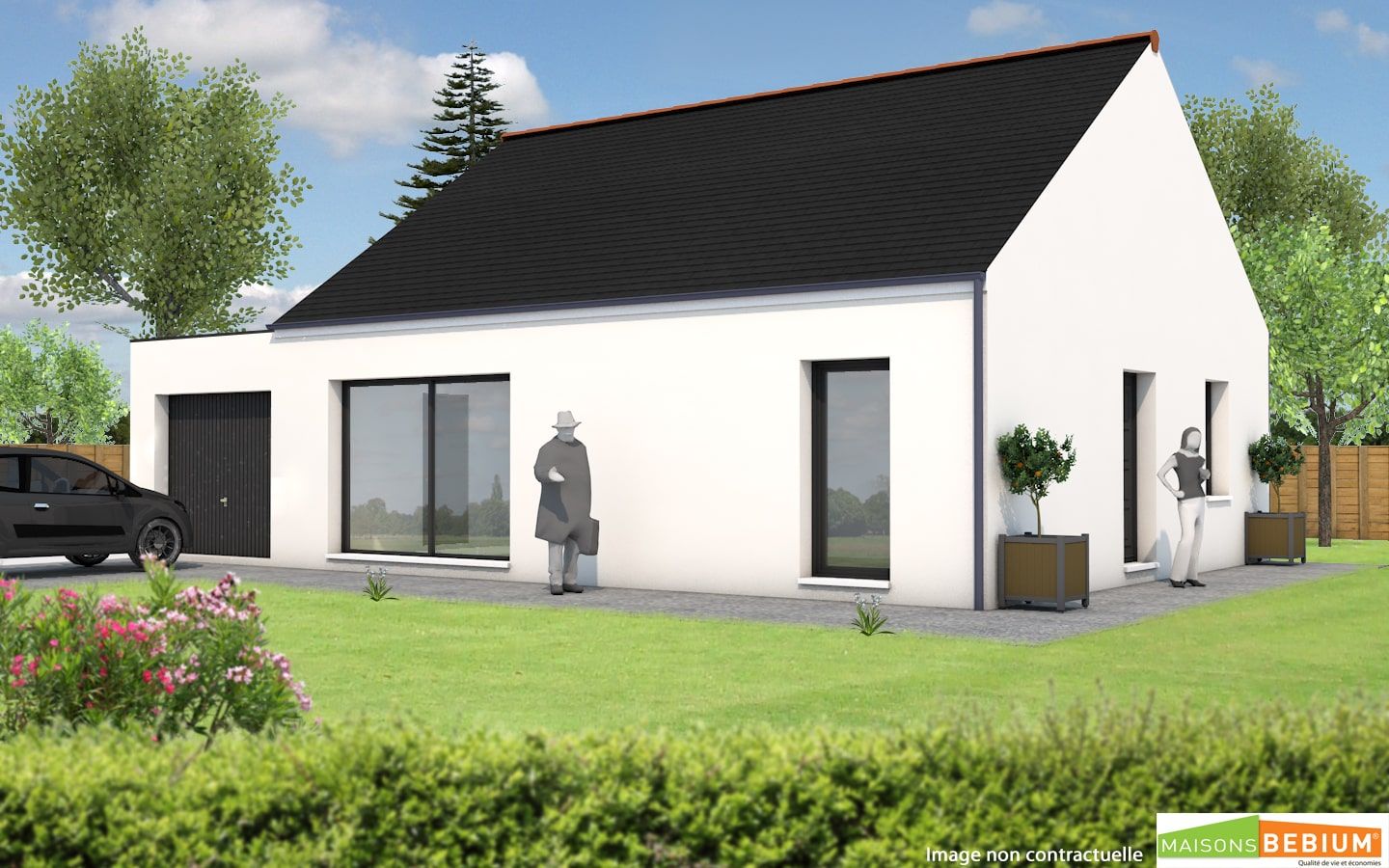 maison-plain-pied-70-m2-2-chambres-OPTIMA-70-avec-garage-Bioclimatique-prete-a-habiter-MAISONS BEBIUM