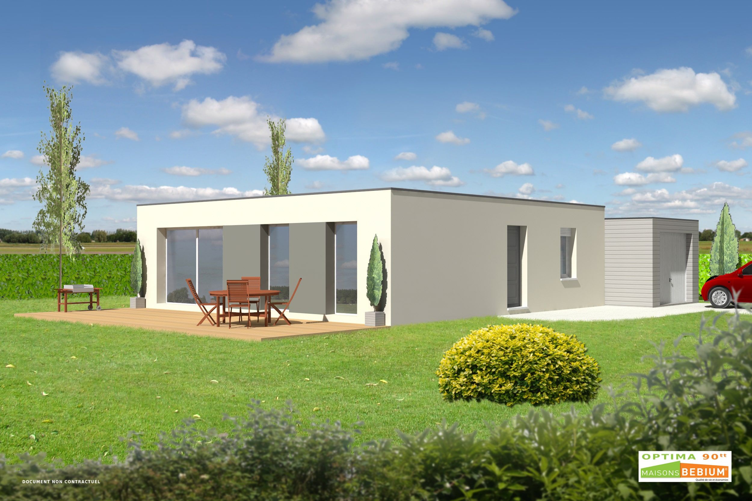 plan-maison-plain-pied-90-m2-3-chambres-OPTIMA-90-bioclimatique-clé-en-main-MAISONS BEBIUM